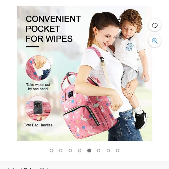 Diaper bag backpack multi compartments pockets double handle zip close - Picture 4 of 7